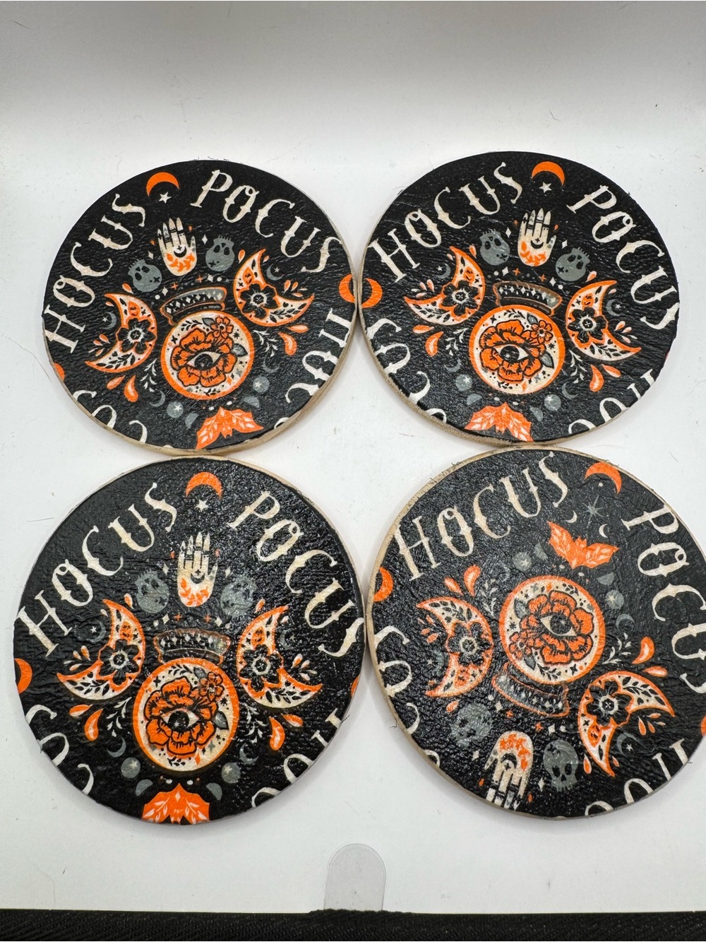 Hocus Pocus Black & Orange Halloween Coaster Set - Pack of 4